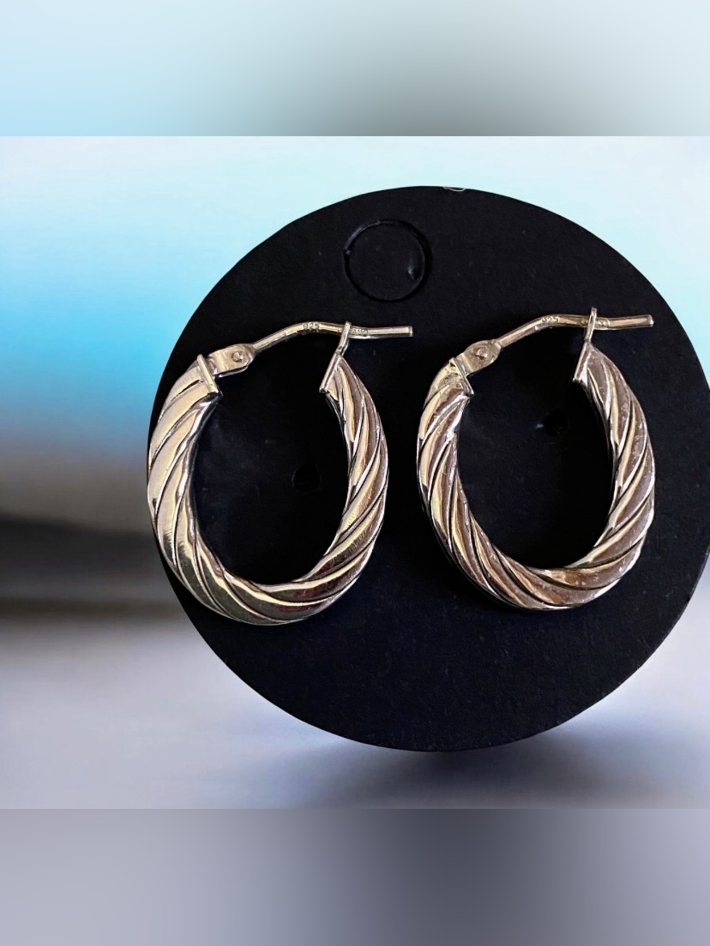 Sterling silver 926 twisted hoop earrings Made in Italy